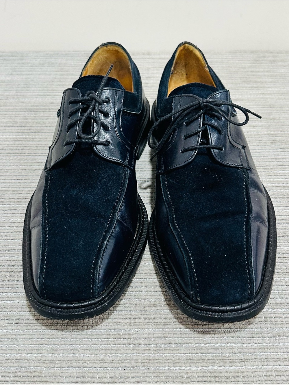 Paolo‎ De Marco Men Midnight Navy Blue Leather Suede Apron Split Toe Shoes 9M